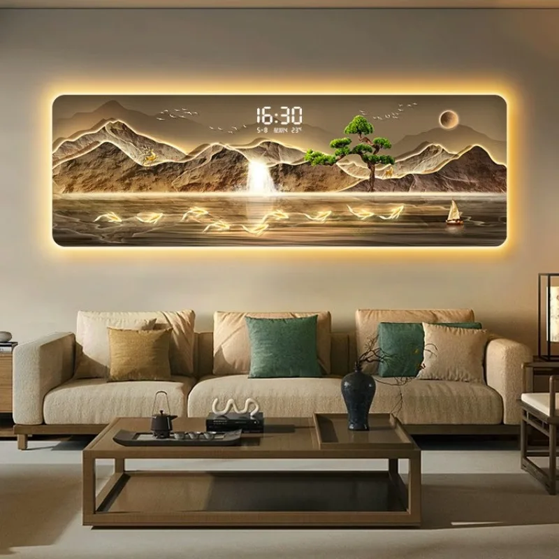 light luxury wall clock sofa background wall hanging decorative painting household reloj de pared grande living room furniture