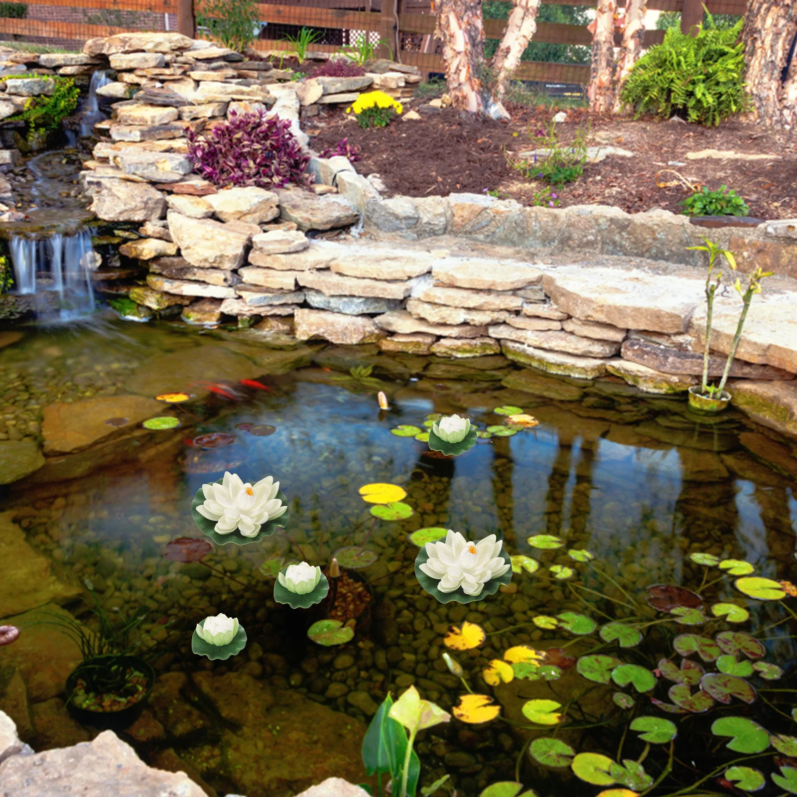 

5 Pcs Simulated Lotus Leaf Water Lily Simulation Pond Decorations Plants Pool Outdoor False Lillies for Fish