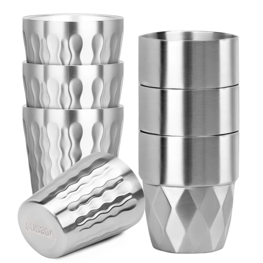 

3 Pack 300ml Stainless Steel Double Wall Cups Tumbler Stackable Water Glasses Insulated Metal Cup Drinking Tool for Camping Home
