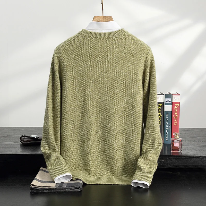 New Best-Selling 100% Cashmere Sweater Men\'s Pullover Round Neck Long Sleeve Casual Warm Padded Cashmere Sweater With Bottoming.