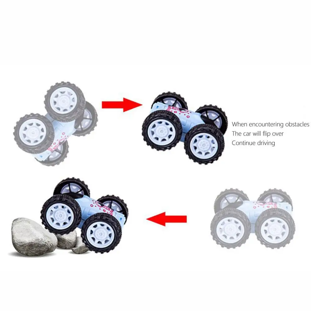 Inertia Double-Sided 4 Wheels Stunt Flip Car for Kids 360° Rotating Stunt Car Toys Push and Go Vehicle Toy Trucks