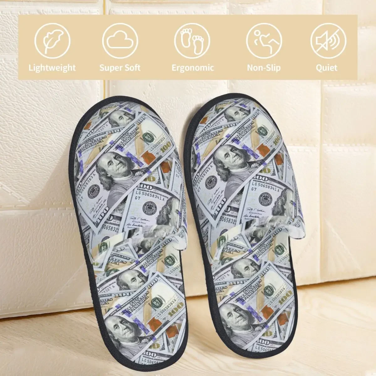 Fur Slipper For Women Men Fashion Fluffy Winter Warm Slippers Hundred Dollar Bill House Shoes image 4