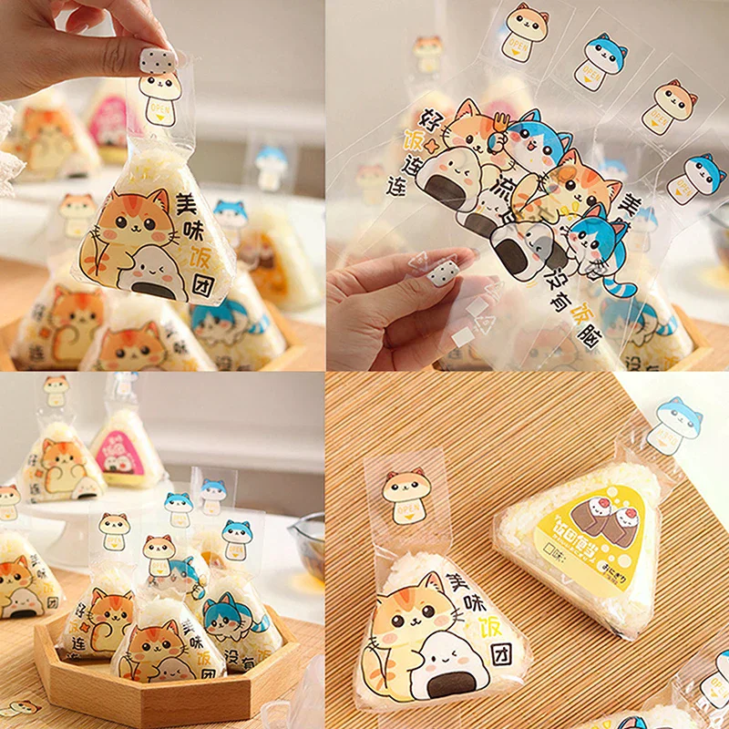 100 قطعة مثلث الكرتون الجميل كرة الأرز التعبئة حقيبة الأعشاب البحرية أونيجيري السوشي صنع أدوات القالب بينتو اكسسوارات #3