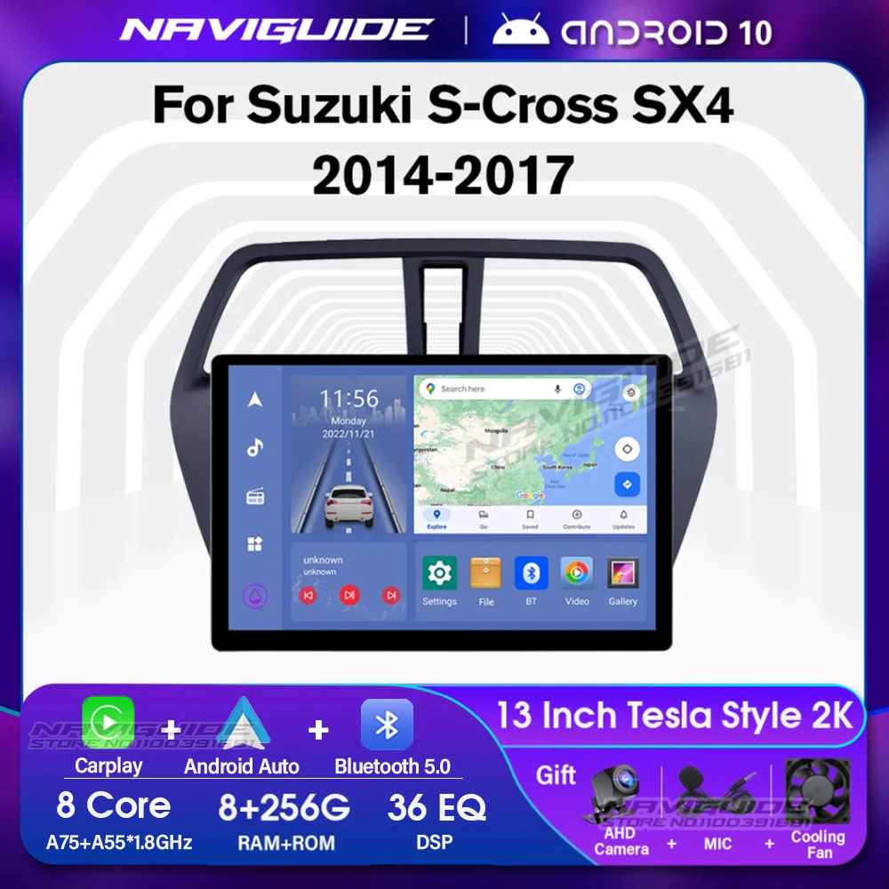 

Автомобильный радиоприемник NAVIGUIDE Y1 13 дюймов для Suzuki S-Cross SX4 2014-2017 Android 10,0, автомобильный стереоприемник, мультимедийный плеер 1920*1200P HU