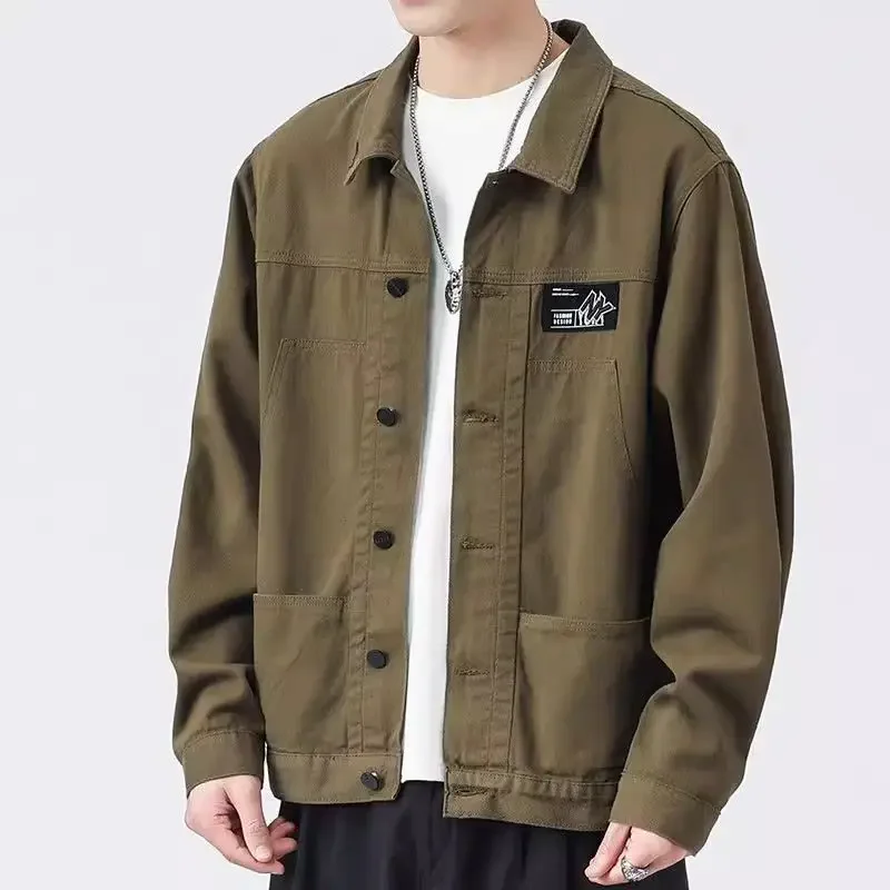 

Мужская джинсовая куртка со свободными пуговицами в стиле ретро, роскошная японская корейская популярная одежда, корейская брендовая модная мужская одежда, повседневные мужские джинсовые пальто