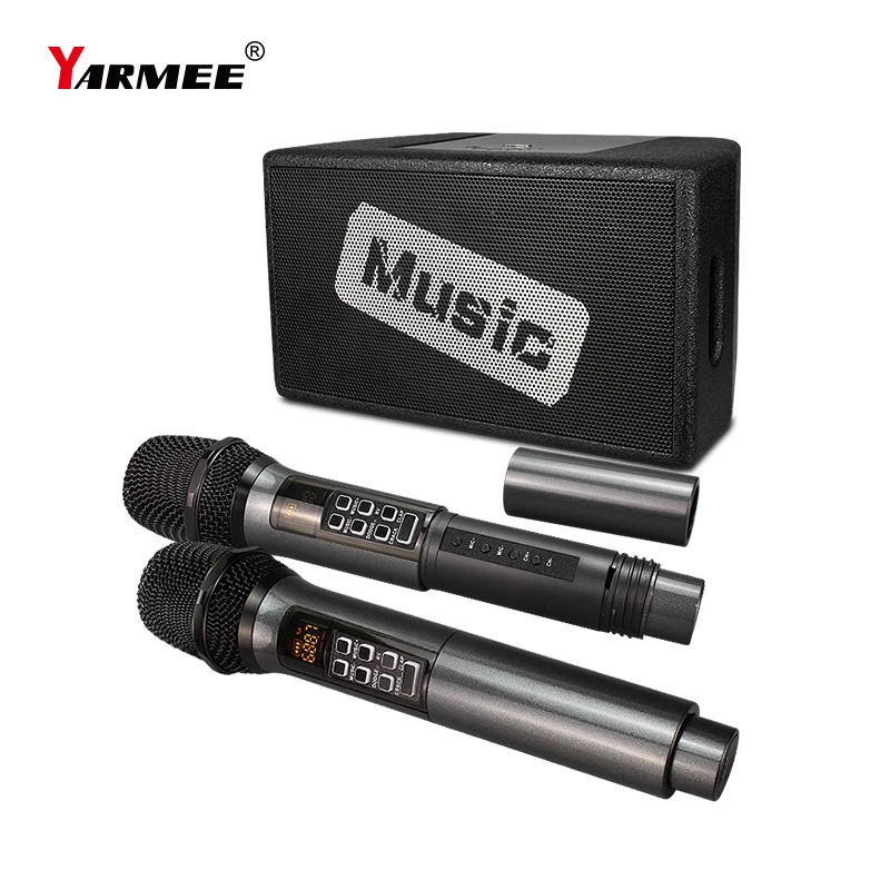 YARMEE Sistem Nyanyian Karaoke Nirkabel Profesional dengan 2 Mikrofon Bluetooth Speaker Vioce Amplifier untuk Rumah Pesta KTV