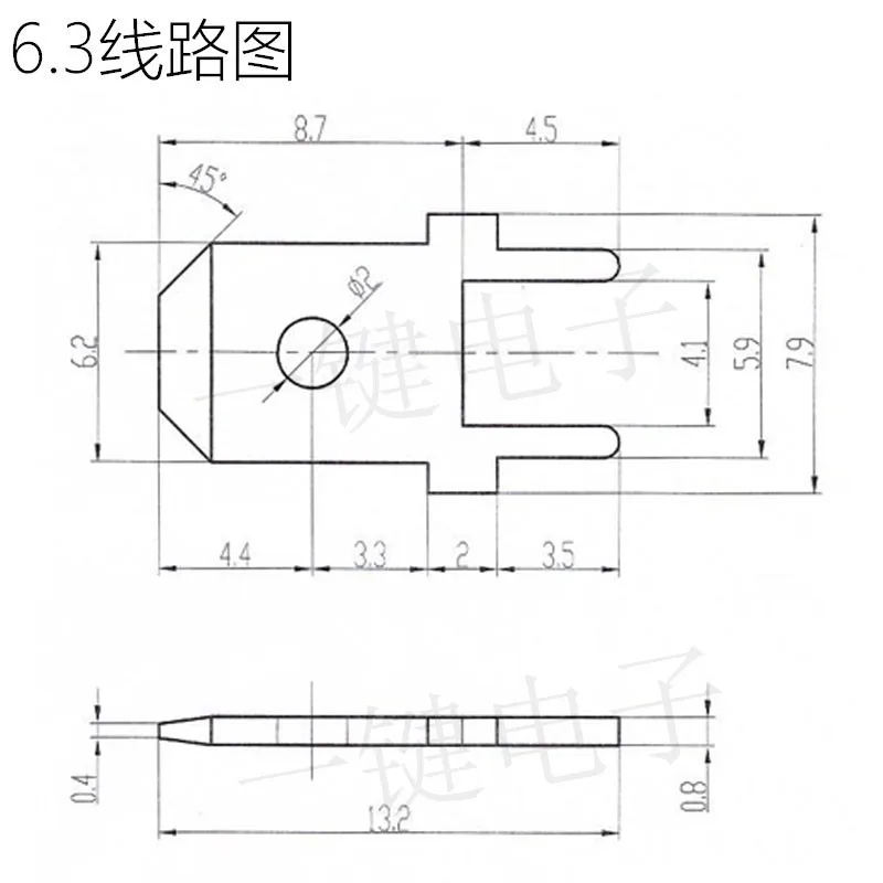 10 Buah Terminal Sambung 4.8/6.3 187 Anti Reverse Direct Insertion Positioning Insert Terminal Solder PCB