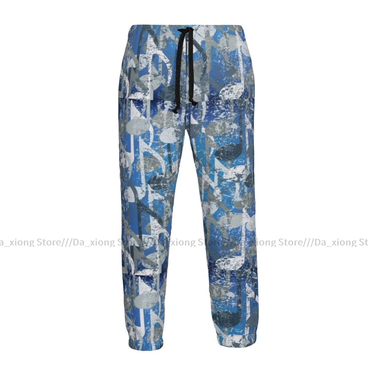 Men Sports Pants Male Casual Loose Trousers Vintage Blue Music Notes Sportpants