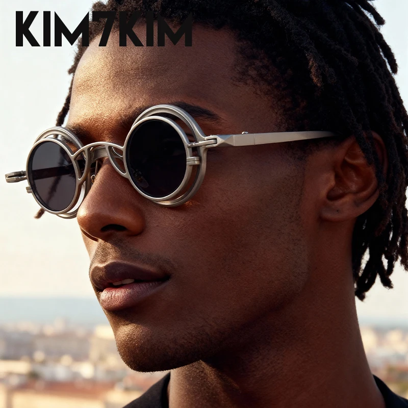 

Steampunk Round Clip On Removable Sunglasses Men 2025 Luxury Brand 2 In 1 Pure Metal Frame Punk Sunglass For Male Vintage Shades