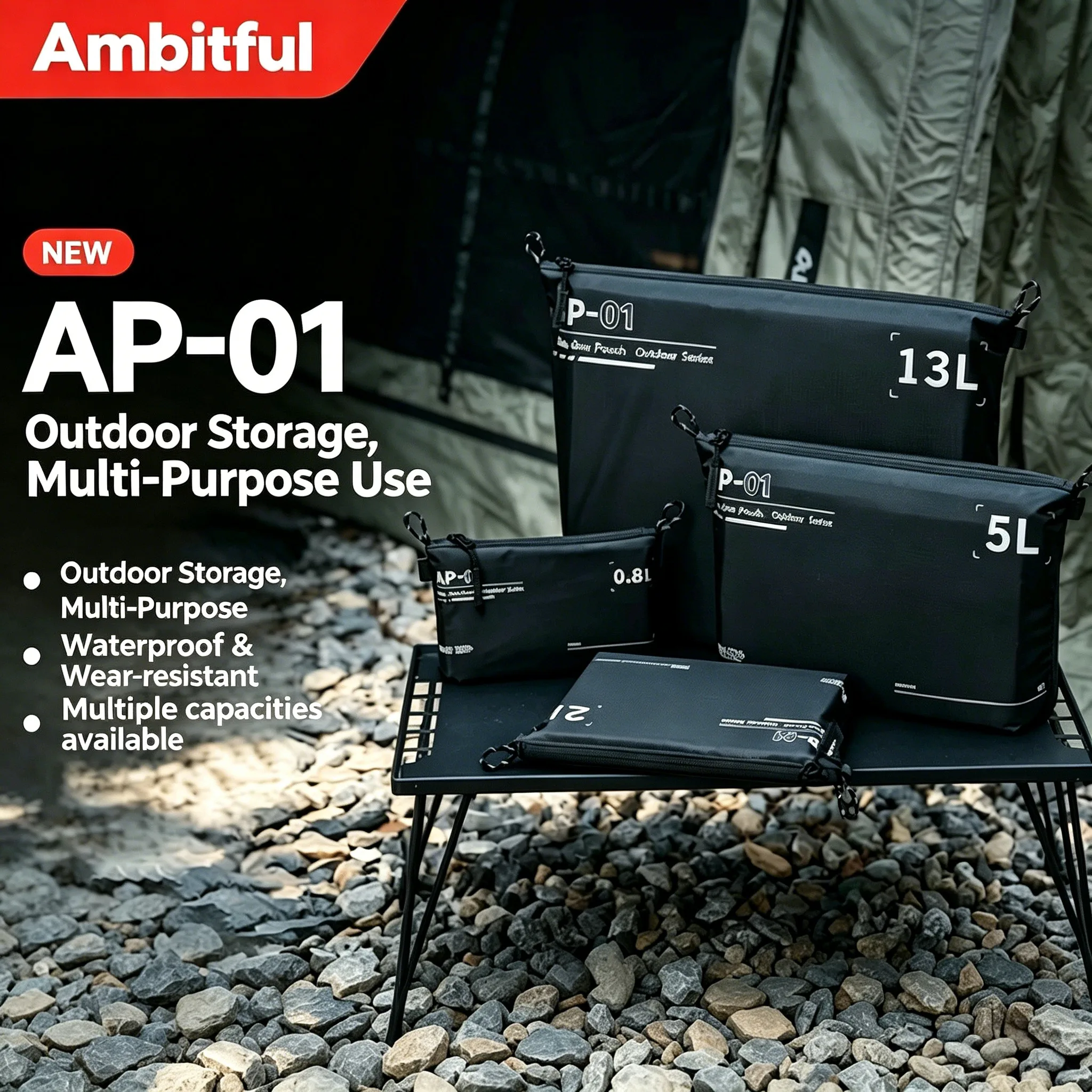 Ambitful AP01 – pochette étanche 2L 5L 13L, sac de transport polyvalent de grande capacité pour appareil photo, Flash Speedlit Minitor DSLR