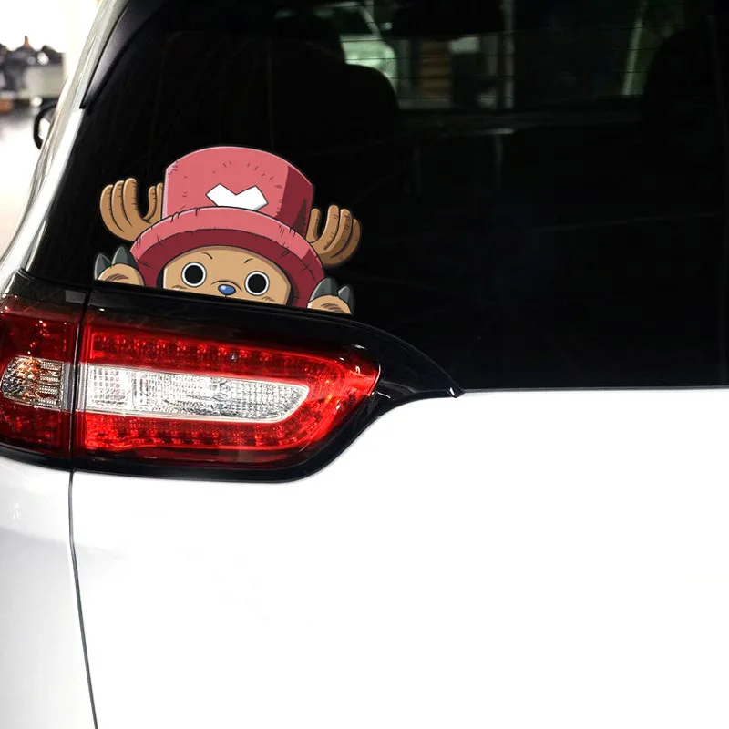 New One Piece Luffy Sun God Car Sticker Game Cartoon Anime Peeking Glass Reflective Sticker For Car Window Laptop Hydroflask