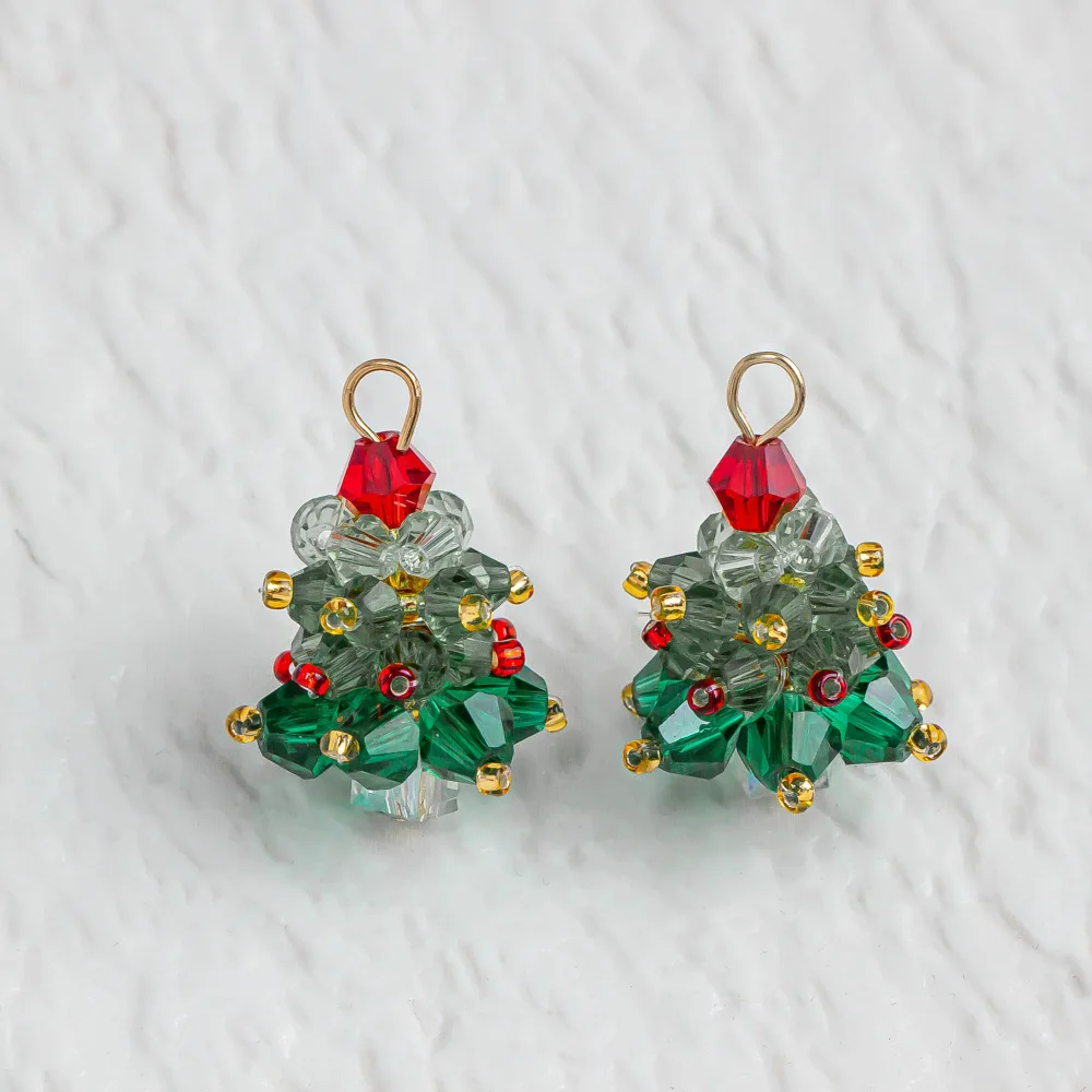 2/6 قطعة شجرة عيد الميلاد الشتوية سحر مطرز كريستال قلادة DIY بها بنفسك الأقراط اليدوية قلادة مجوهرات هدايا اكسسوارات الإمدادات