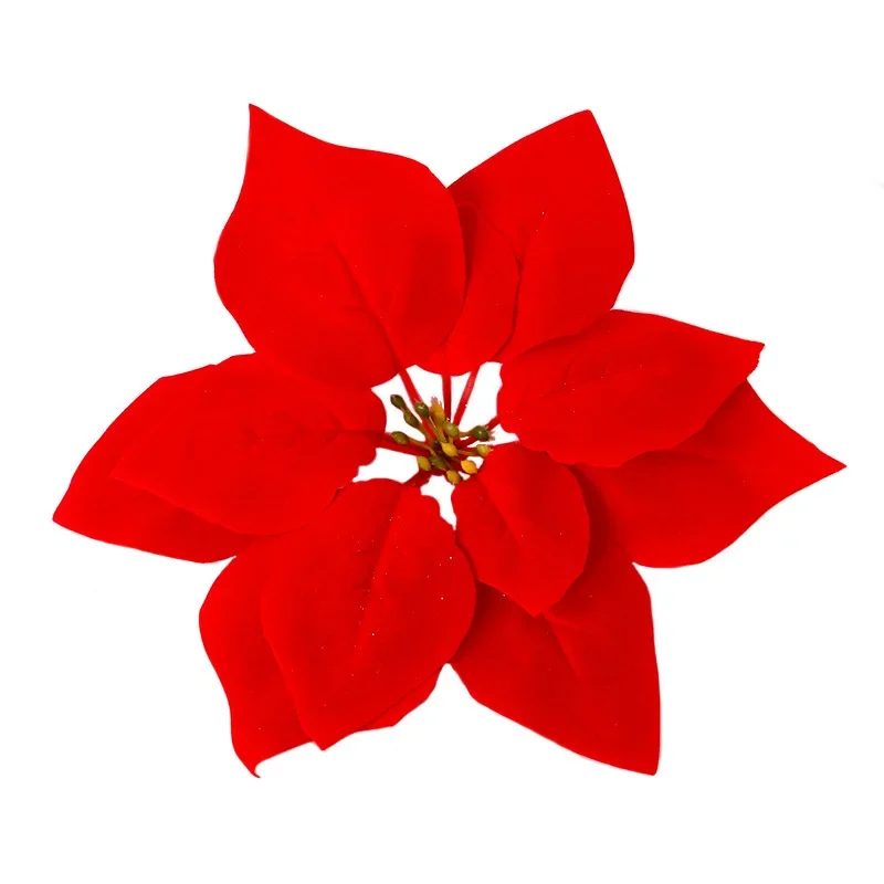 Artificial Poinsettia Bouquet for Christmas, Red Flowers Head, Xmas Tree Ornaments, Indoor and Outdoor Decorations