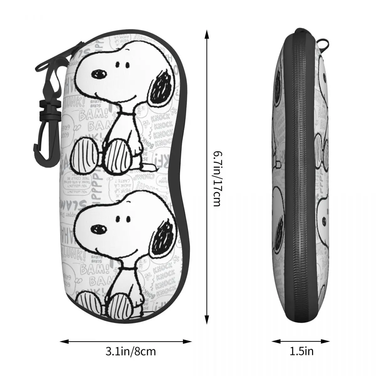 Snoopy On Black White Comics custodia per occhiali con cerniera protettiva Cartoon Dog occhiali da vista Protector Ins Eyewear Container