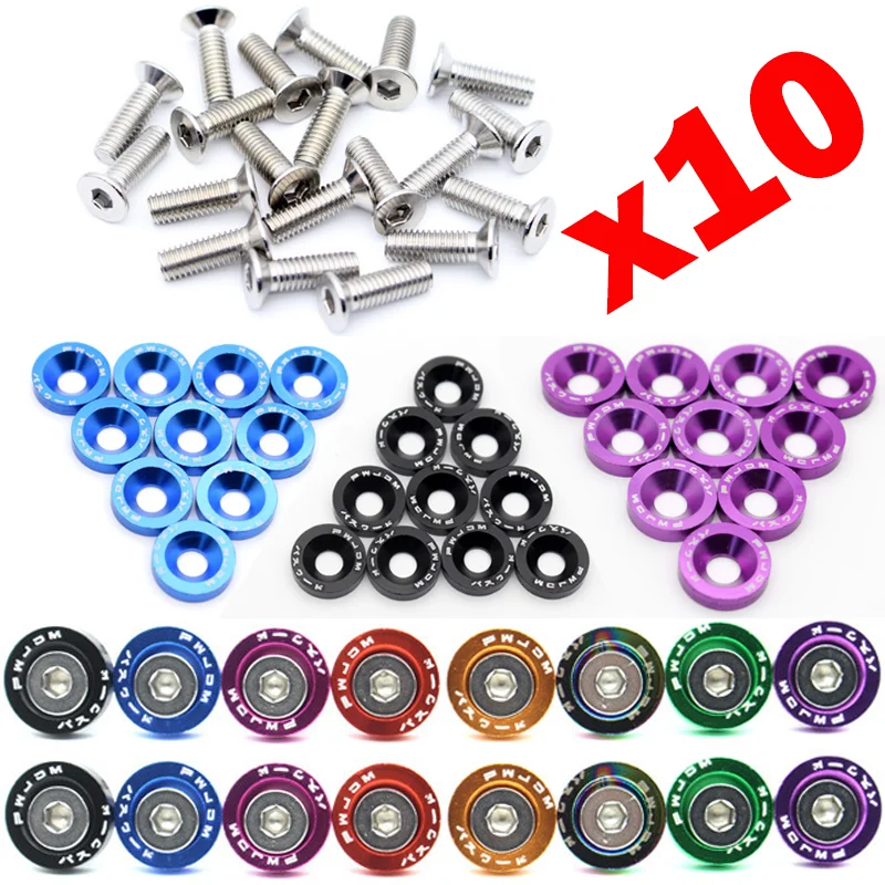 

10Pcs/set Car Modified Hex Fasteners High-quality Universal License Plate Bolts Frame Screws Auto Styling Decorative Accessories