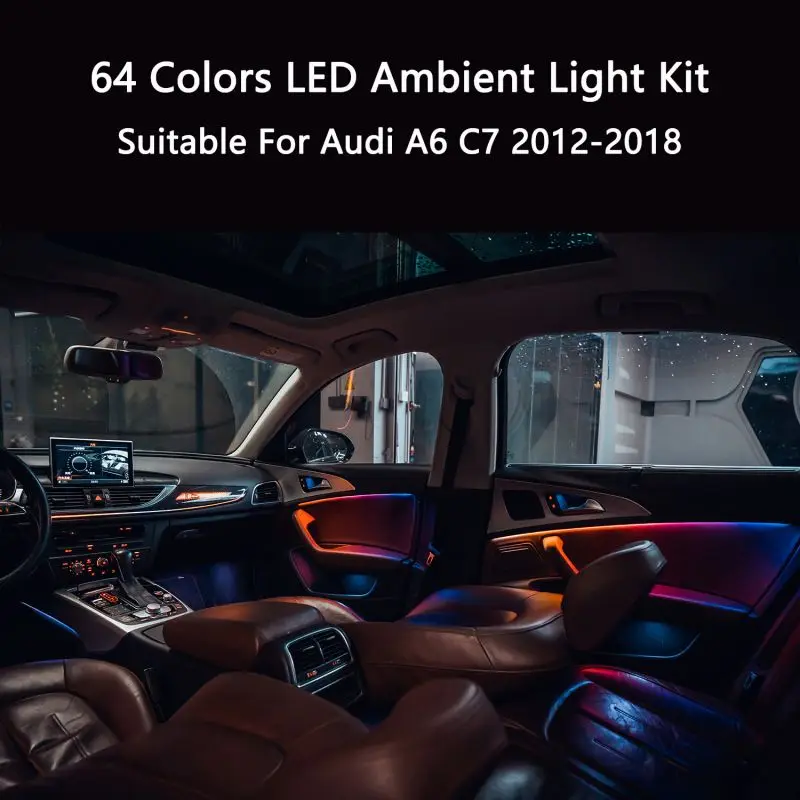 Colorful Ambient Light Kit For Audi A6 C7 2012-2018 Carbon Fiber Pattern Co-pilot Ambient Light