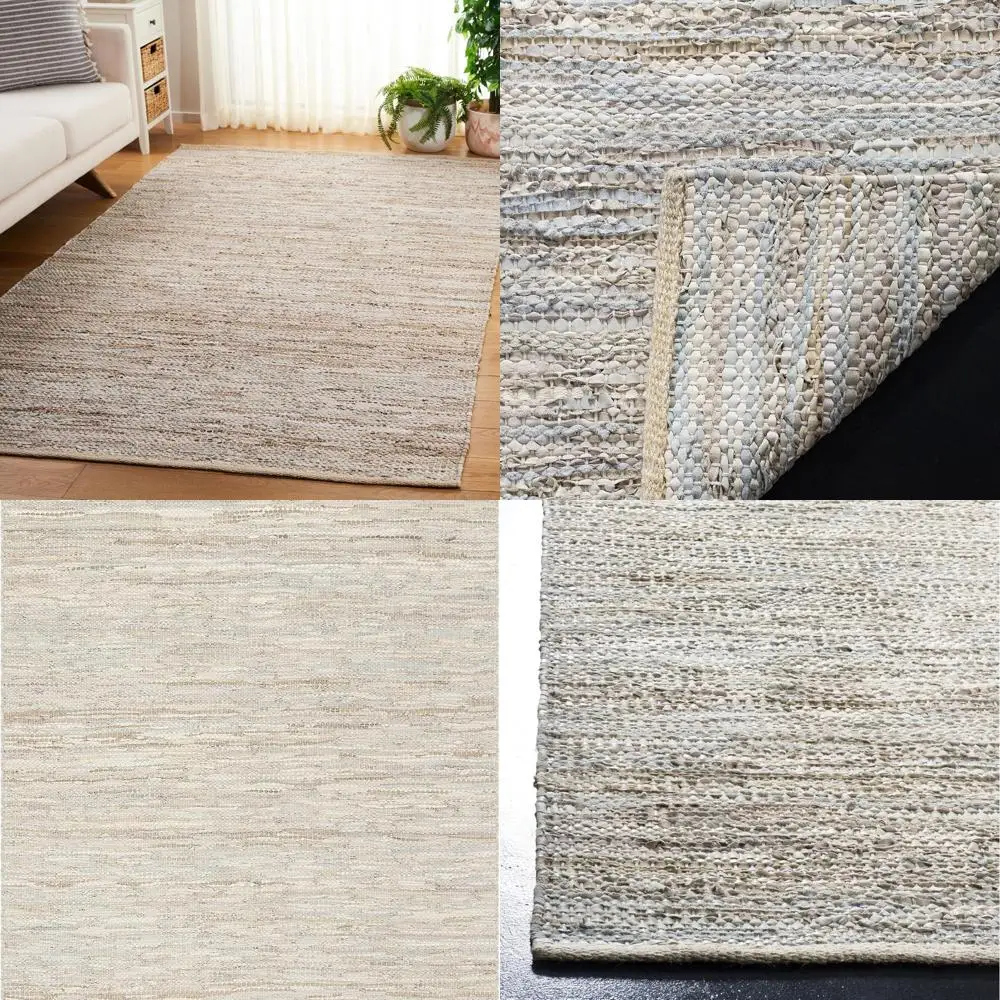 

Handcrafted Beige Leather Rug, 4x6 ft, Perfect for Entryways, Living Rooms, and Bedrooms (VTL105B)