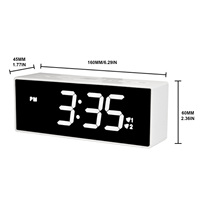 Digital electronic alarm clock with Multifunctional Clock Radio LED Mirror Clock Desktop Silent Alarm Clock FM for Home Decor