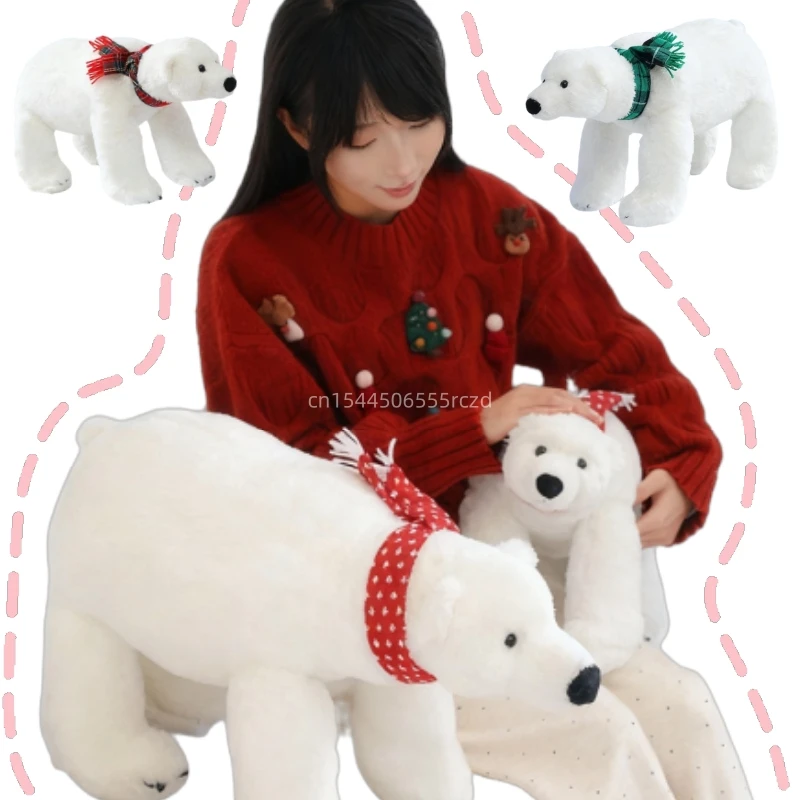 

45/60 см милый толстый гигантский белый медведь плюшевая кукла подушка мультяшный шарф белый медведь животное мягкая игрушка домашний декор подарок для детей