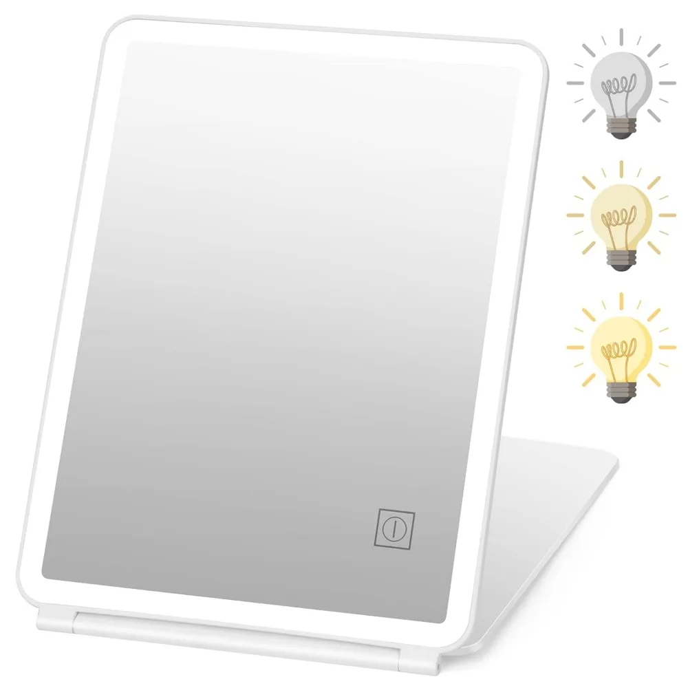 

【Large size】 Travel vanity mirror with light LED folding vanity mirror Portable USB charging