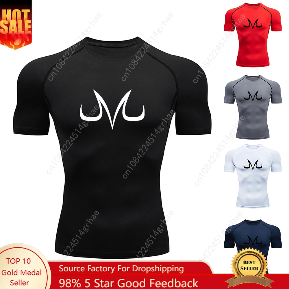 

Men's Compression Shirt Fitness Workout Anime Print Sport Tight Gym T Shirts Athletic Quick Dry Tops Tee Summer Male