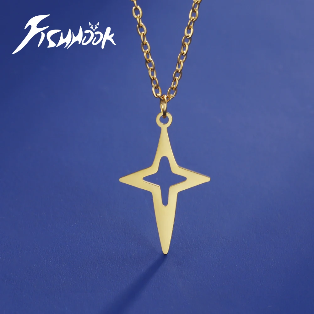 Fishhook Star Necklace Stainless Steel Pendant Link Chain Polaris Supernatural Amulet Gift For Woman Man Fashion Jewelry