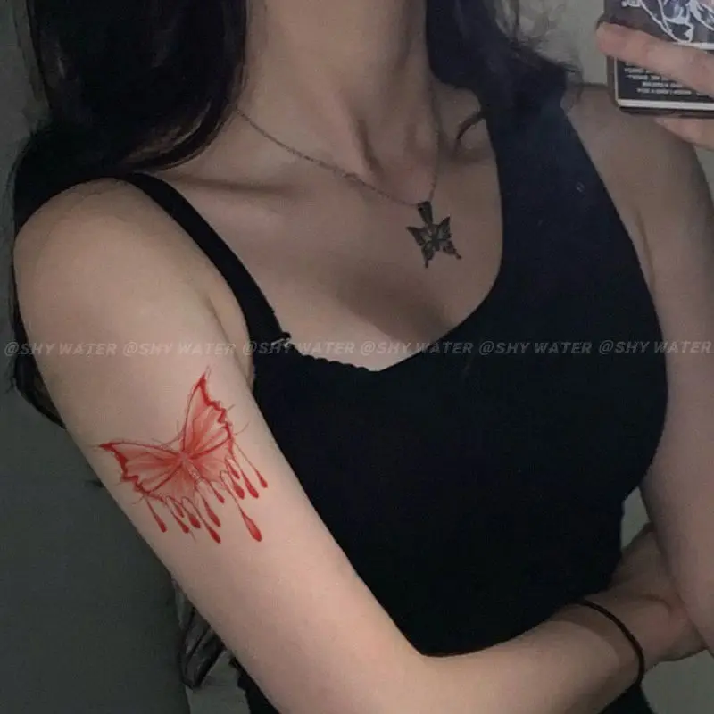 3pcs Dark Sexy Bloody Spirit Wing Tattoo Sticker Wholesale Fake Tattoos for Women Tatoo Art Festival Hotwife Temporary Tattoos