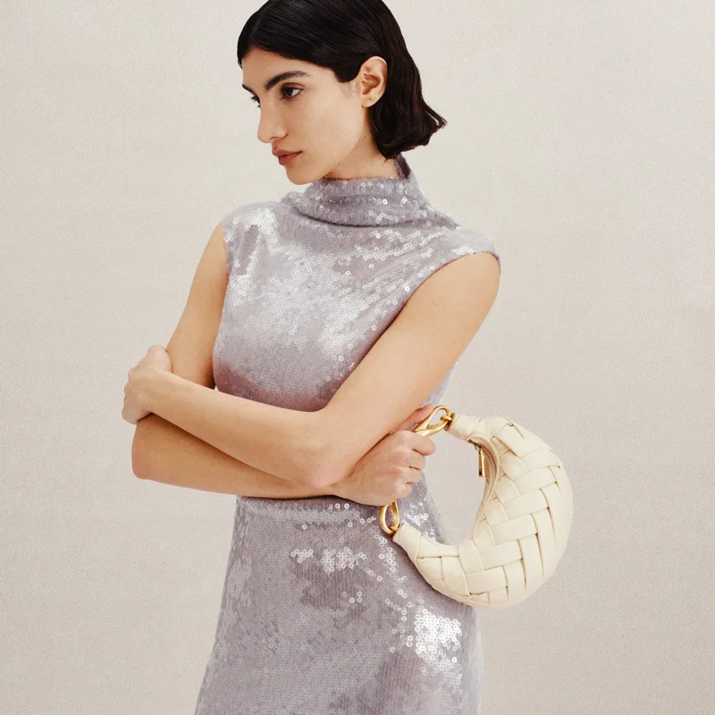 

JW PEI женская тканая сумка однотонная роскошная дизайнерская женская сумка через плечо из натуральной кожи простая ретро сумка на плечо под мышками