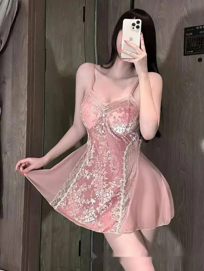 2025 New Fabric Sexy Pure Desire Light Luxury Nightdress Chest Pad Strap Nightwear Dress Elegant Tank Mini Dress Sweet Tops 1ETT