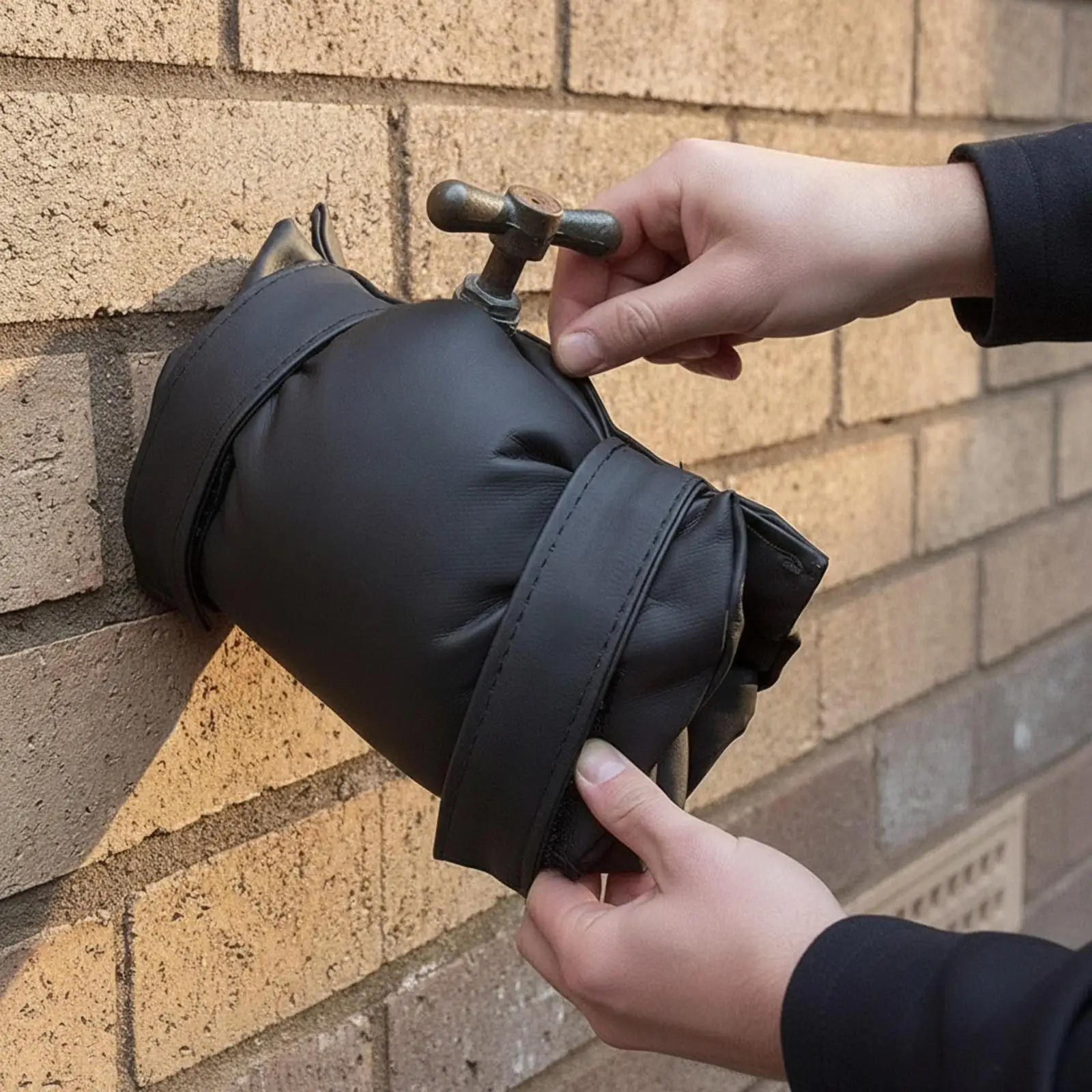 Faucet Freeze Cover for Outside Spigot Antifreeze Protection PU Leather Winter Snow Rain Wind Proof Garden Tap Insulating Sleeve