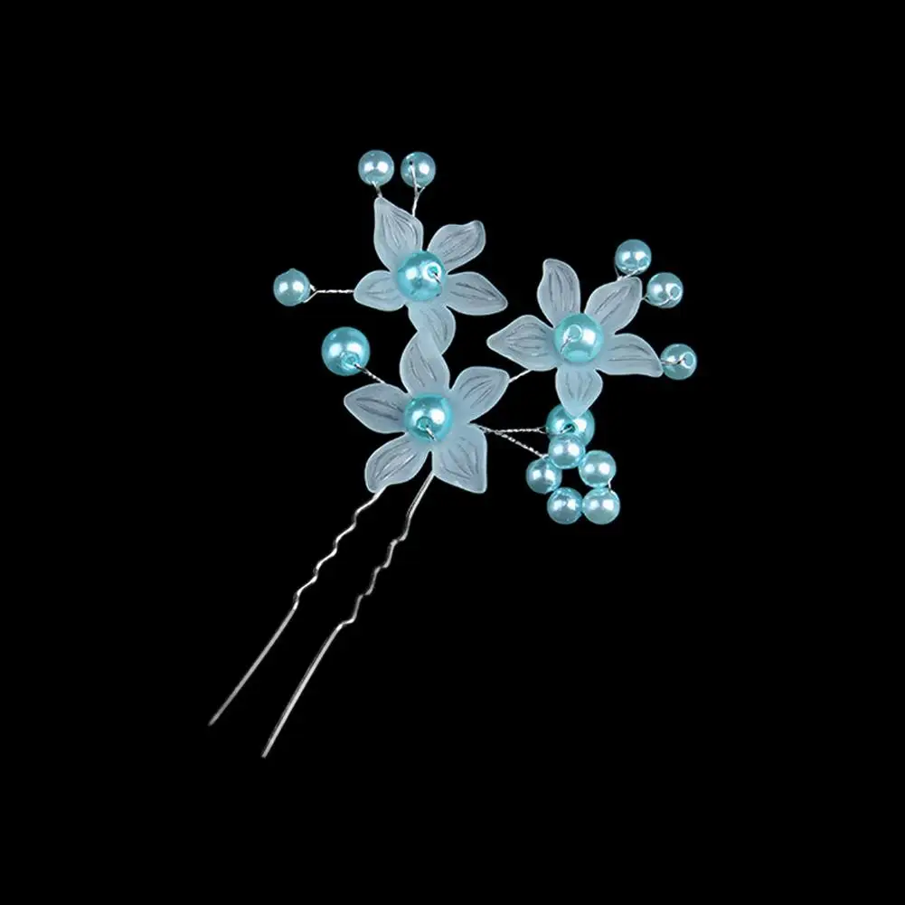 1pc Women Flower Hairpin Stick Wedding Bridal Pearl Clip U Hairpin Design Shaped Hairstyle Flower Hair Hairpin Frosted Tool H7n1