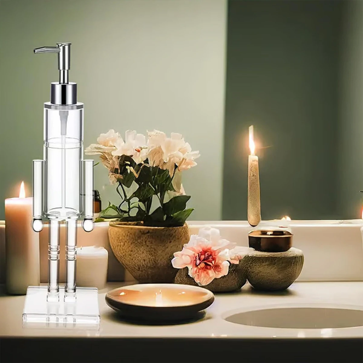 

2026 1PC Small And Convenient Size Nutcracker Hand Soap Dispenser Crystal Clear Acrylic Acrylic Nutcracker Soap Dispenser