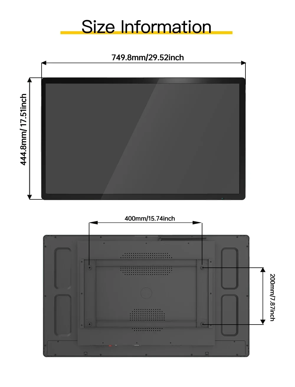 LESOWN 32-calowy wyświetlacz przemysłowy 1920x1080 16:9 Ekran dotykowy VGA HDMI USB VESA100 Monitor PC Laptop Ekran pomocniczy do telewizora