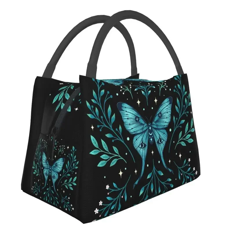 Gothic Death Moth Resuable Lunch Box Women Waterproof Cooler Thermal Food Insulated Occult Witchcraft Lunch Bag Picnic Bags