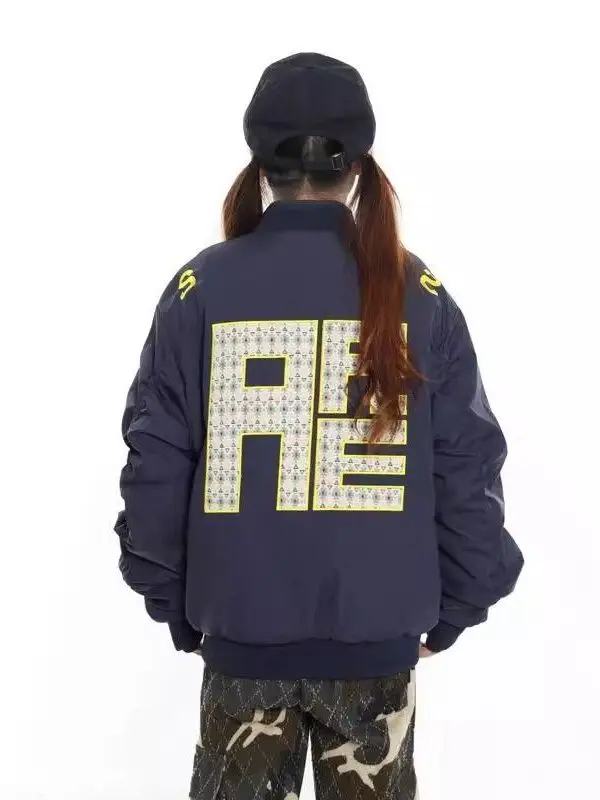 

Женская куртка-пилот больших размеров свободного кроя с вышивкой, осенне-зимняя, модная, повседневная, в корейском стиле, для фигуры типа «груша»