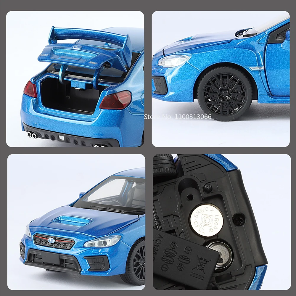 1:30 Scale Subaru WRX STI AE86 Cars Alloy Toys Diecast Models with Pull Back Doors Opened Miniature Vehicle Boys Ornaments Gifts