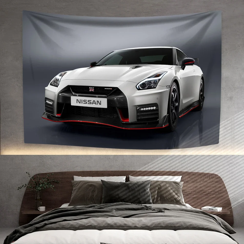 

Racing Car Tapestry GTR Cool Home Decor Aesthetics Large Fabric Wall Hanging Background Cloth Bedroom Dorm Decoration