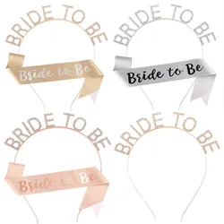 Bride To Be Glitter Sash and Tiara Crown Rhinestone Headband for Team Bride Hen Bachelorette Wedding Party Decorations Supplies