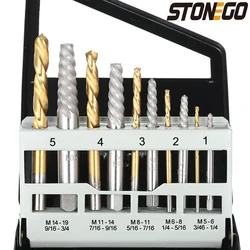 STONEGO 10 unids/set conveniente cobalto mano izquierda broca perno roto juego de Extractor de tornillo dañado con caja de Metal