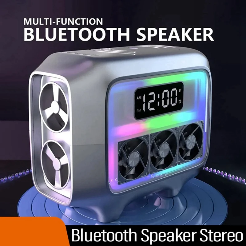 Bluetooth Speaker Stereo Loudspeaker Wireless Charger Pad Led Light Alarm Clock Fast Charging Station For Smartphone