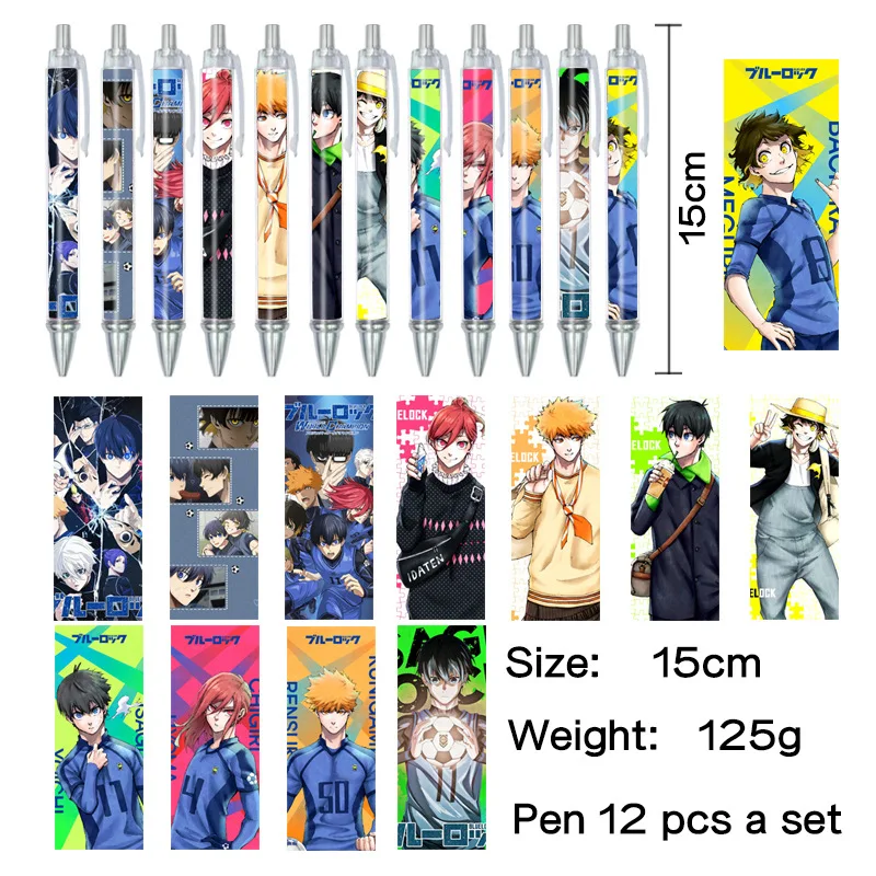 12PCS Isagi Yoichi Hiroshi Hachiro Chigiri Hyōma Popular Anime Secondary Peripheral Ballpoint Pen Set Print Stationery Gel Pen