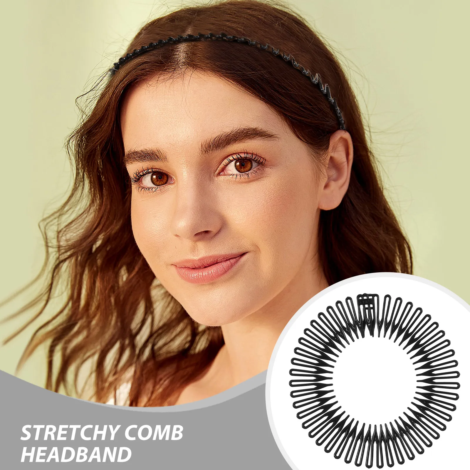 24Pcs Stretch Hair Comb Headband Professional Flat Teeth Design Gentle Detangling Scalp Friendly Circular Headband for Women