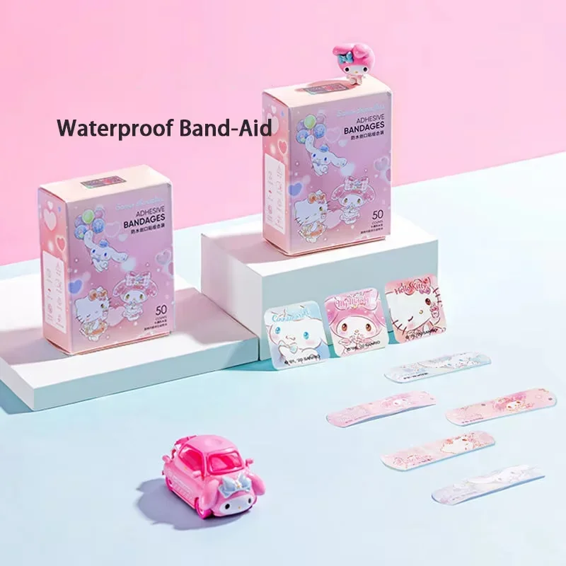 40Pcs Hello Kitty Band Aid Plaster Anime Cartoon Waterproof Breathable Emergency Bandage Cute Melody Cinnamoroll Pattern Gifts