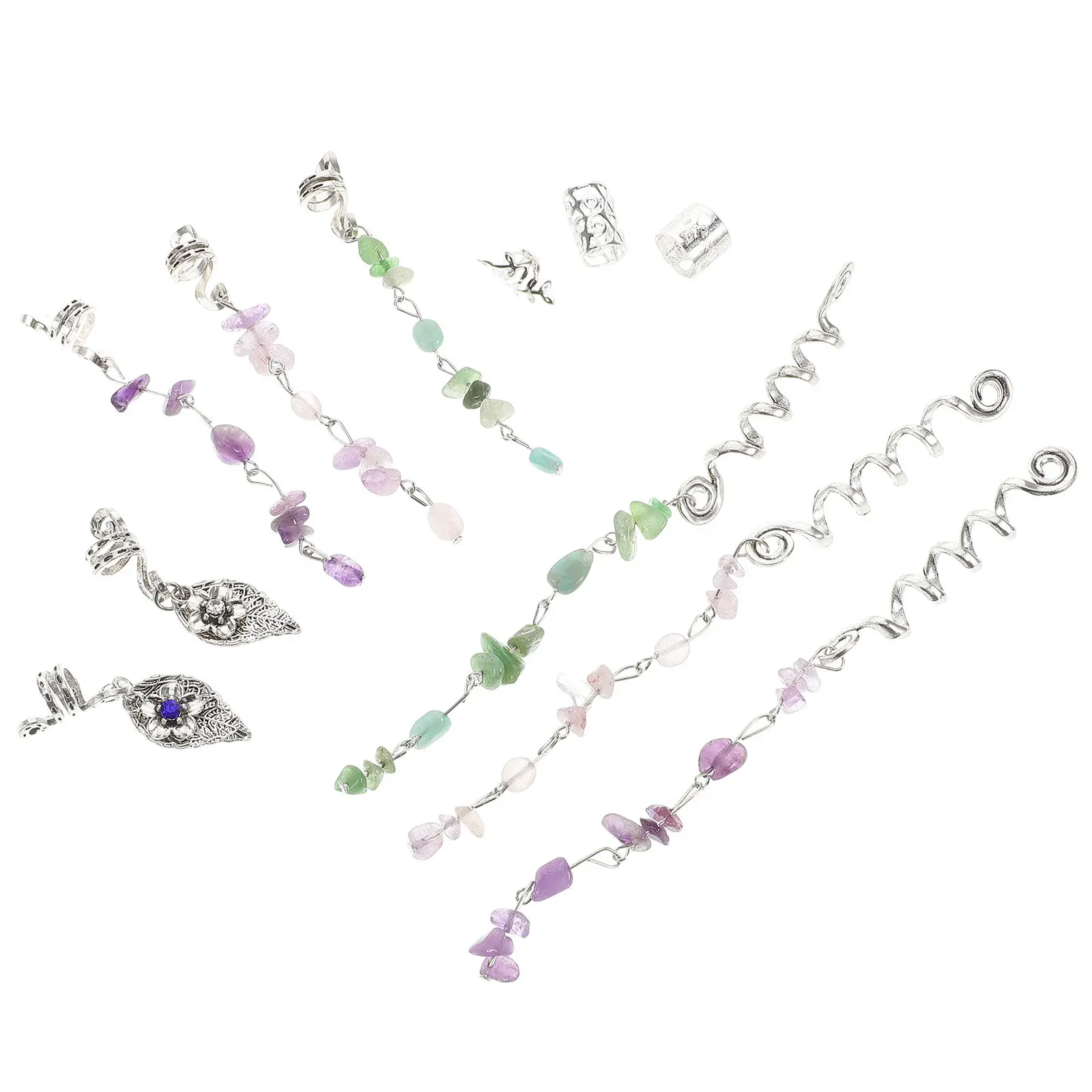 

1Set Metal Dreadlock Spring Charms Natural Stone Hair Jewelry for Braids Braid Accessories Hair Pendants for Women