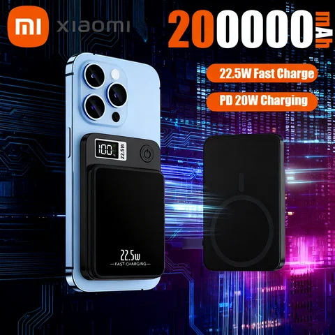 샤오미 100000mAh 초대용량 마그네틱 무선 모바일 파워 고속 충전기 외장형 맥세이프 휴대용 보조 배터리
