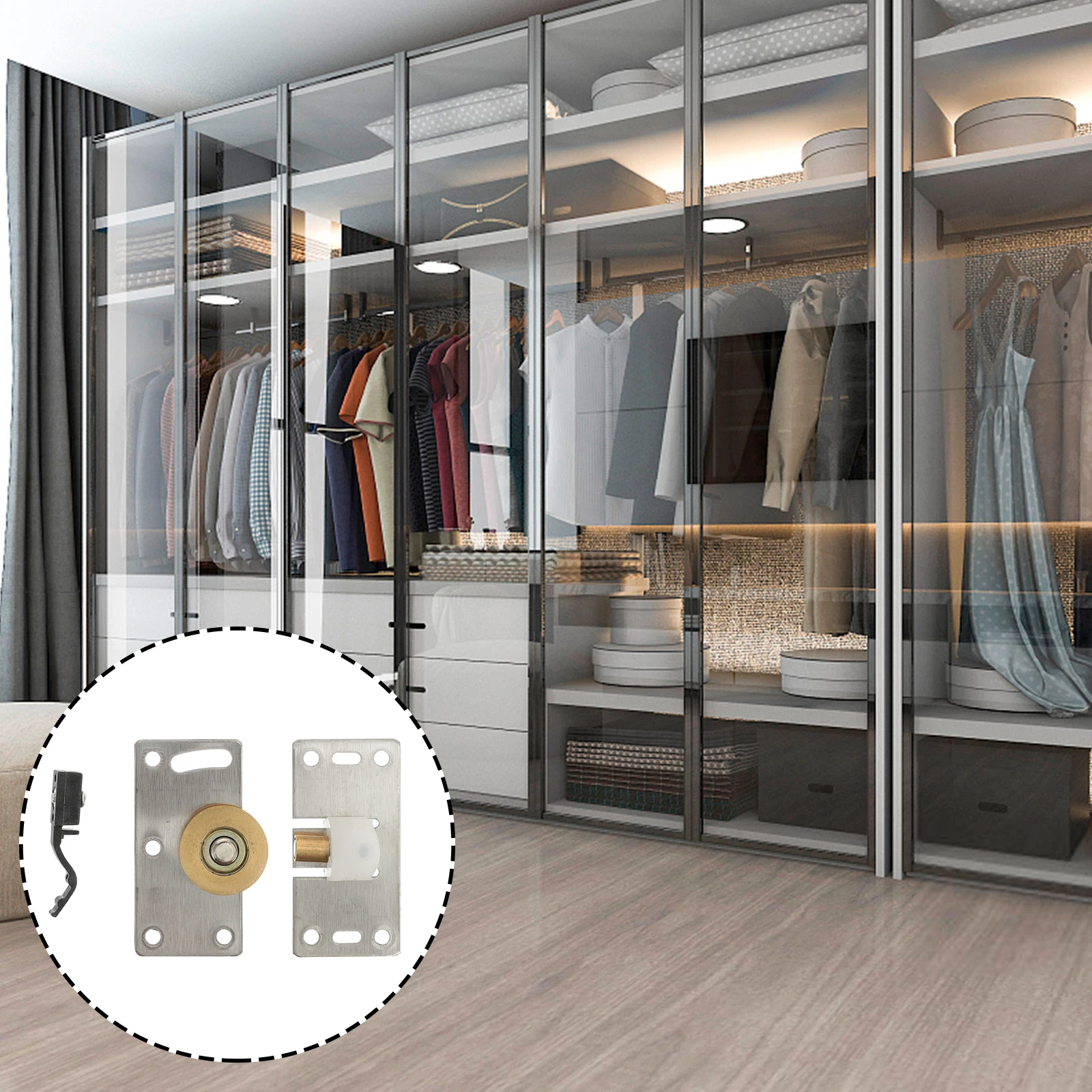 

2pcs Stainless Steel Wardrobe Caster Pulley Wheel Home Cabinet Sliding Door Wheel Durable Copper Nylon