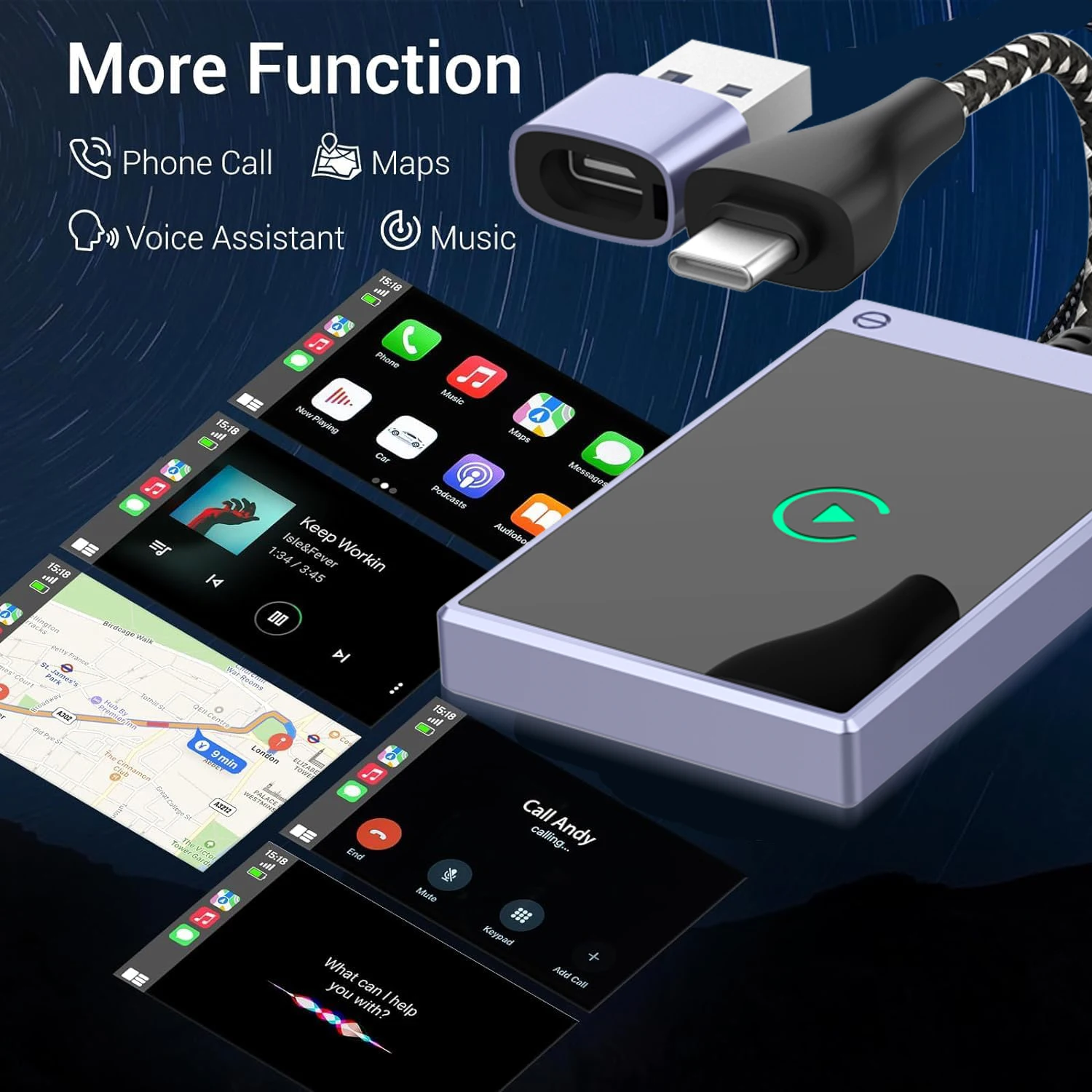 TNTX Mini Box 2in1 CarPlay Android Auto Wireless Adapter Smart Mini Box Plug And Play Dongle Bluetooth Wifi Fast Connect