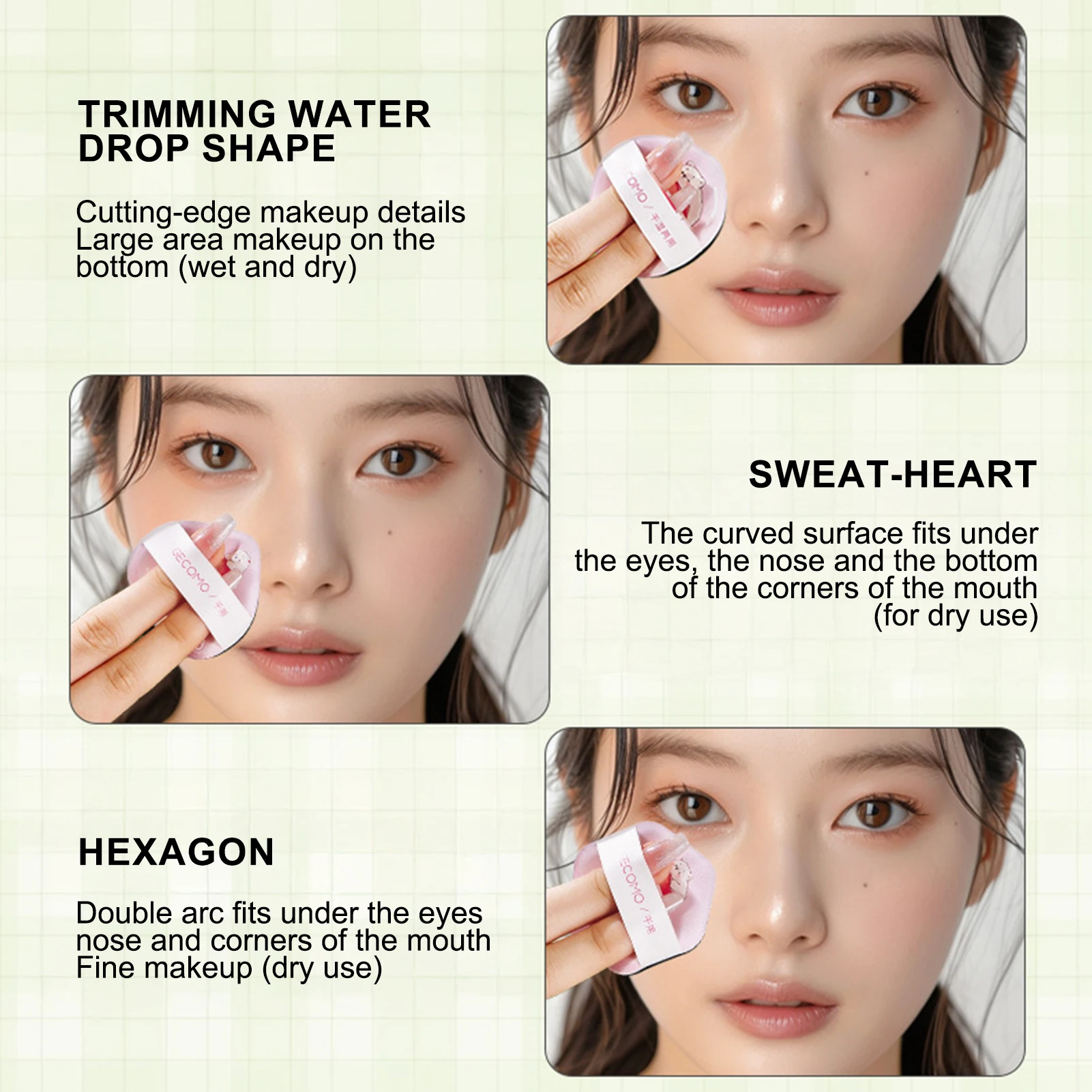 8 pièces bouffée de poudre visage cosmétique beauté des yeux outil de maquillage dessin animé éponge réutilisable lavable Mini bouffée de poudre accessoire