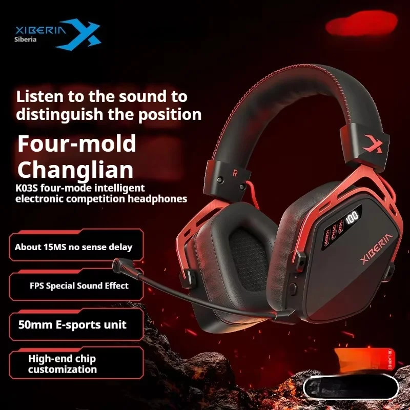 XIBERIA K03S Wireless Headphones With HD Live Mic 4mode Ai Noise Cancelling Low Latency Comfort Custom E-sports Gaming Headset