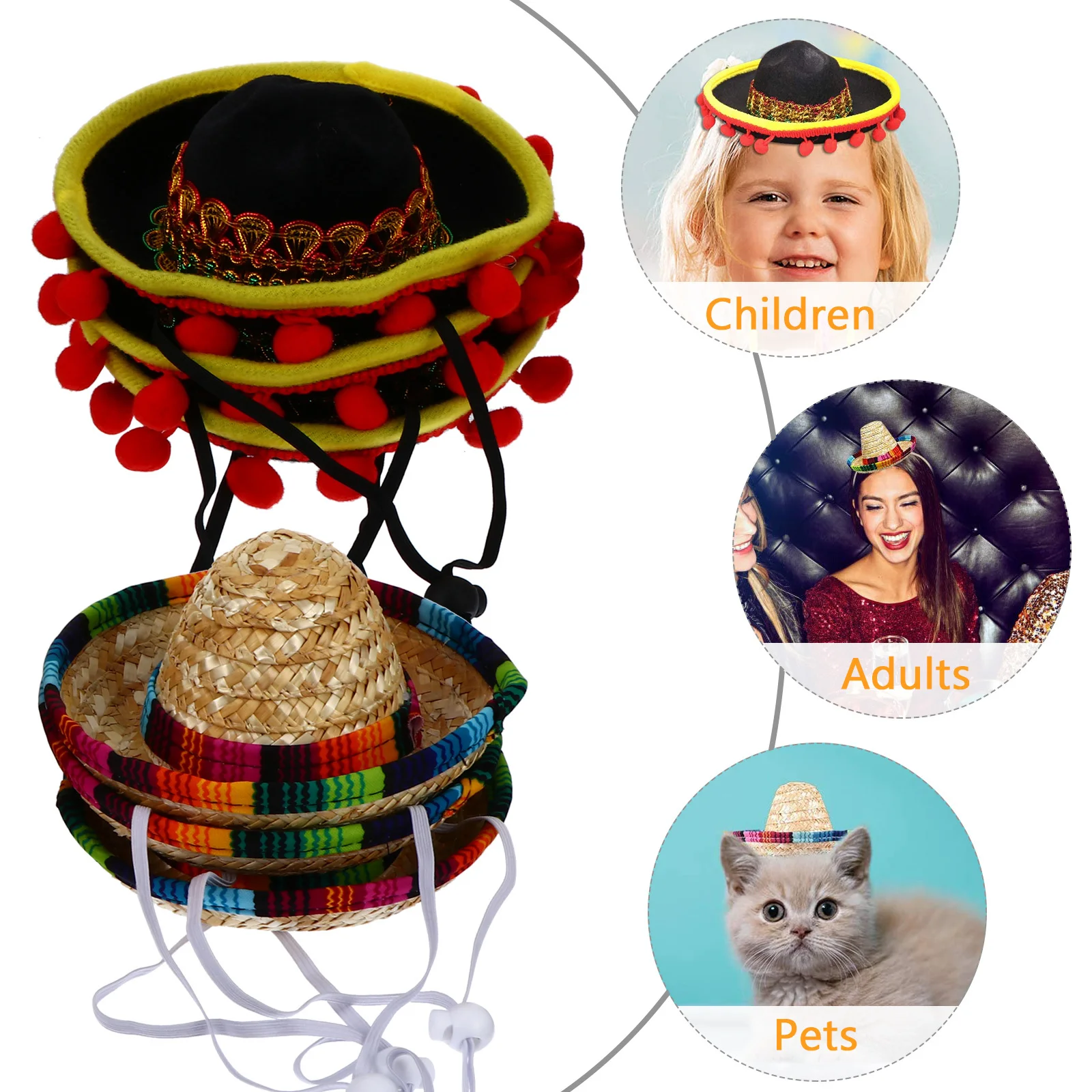 

6pcs Birthday Party Creative Round Decorative Hats For Kids Mini Adorable Party Cap Dress Up Hats For Celebration Event